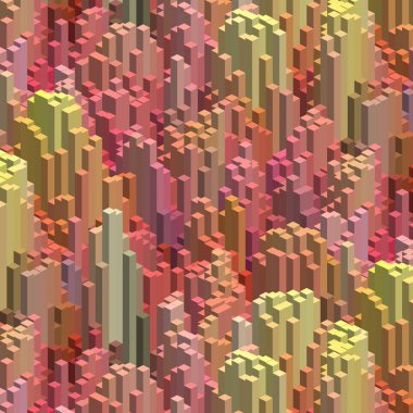 Arka plan ile 3d küp. Vektör küp kutusu iş kavramları. Sarı, turuncu, pembe renkler.