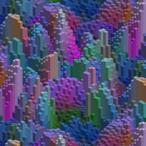 Los cubos en el patrón abstracto para el fondo. Azul, colores púrpura . — Vector de stock