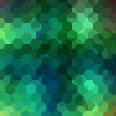 Arka plan yeşil, mavi altıgenler oluşan. İş sunumları veya web şablonu afiş afiş için geometrik tasarım. Vektör çizim