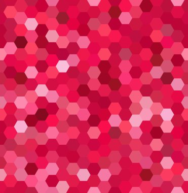 Kırmızı sorunsuz soyut mozaik arka plan. Altıgen yanarak bahislerin doğru geometrik arka plan. Tasarım öğeleri. Vektör çizim