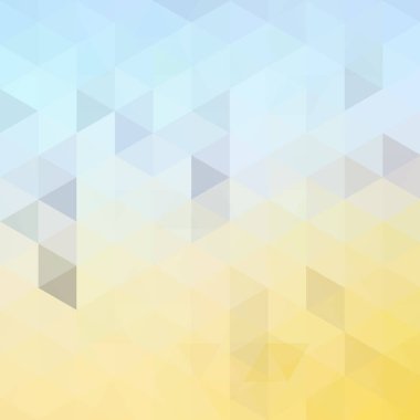 Soyut geometrik tarzı pastel arka plan. Bej, mavi, sarı, beyaz renk. Vektör çizim