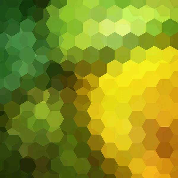 Padrão geométrico, fundo vetorial com hexágonos em tons amarelos e verdes. Padrão de ilustração —  Vetores de Stock