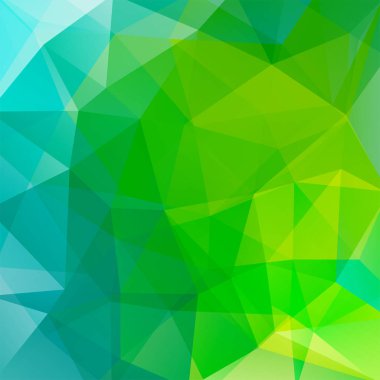 Soyut mozaik arka plan. Üçgen geometrik arkaplan. Tasarım elemanları. Vektör çizimi. Yeşil, mavi renkler.