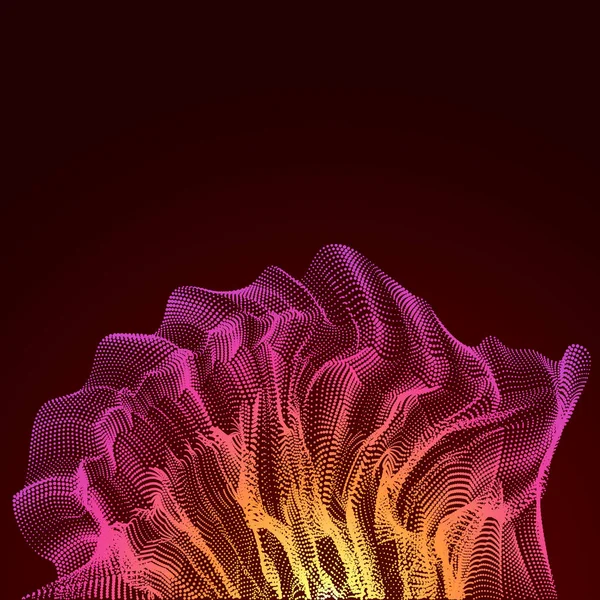 Violett abstrakter Wellenhintergrund mit Teilchen. Vektorillustration — Stockvektor