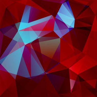 Geometrik desen, kırmızı, mavi, kahverengi tonları arka planda çokgen üçgenler vektör. İllüstrasyon model