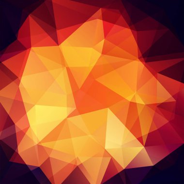 Soyut mozaik arka plan. Üçgen geometrik arkaplan. Tasarım elemanları. Vektör çizimi. Sarı, turuncu renkler.