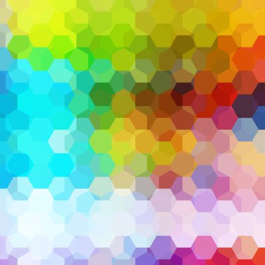 Arka plan mavi, sarı, kırmızı, turuncu altıgenler oluşan. İş sunumları veya web şablonu afiş afiş için geometrik tasarım. Vektör çizim