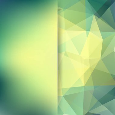 Geometrik desen, çokgen üçgenler arka planda sarı ve yeşil tonları vektör. Cam ile arka plan bulanıklık. İllüstrasyon model