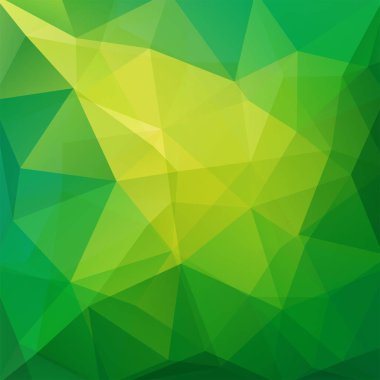 Arka plan sarı, yeşil üçgenler oluşan. İş sunumları veya web şablonu afiş afiş için geometrik tasarım. Vektör çizim