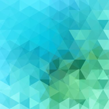 Geometrik desen, yeşil ve mavi tonları arka planda üçgenler vektör. İllüstrasyon model