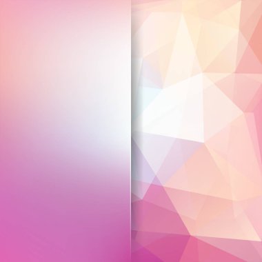 Geometrik desen, pembe ve beyaz tonları arka planda çokgen üçgenler vektör. Cam ile arka plan bulanıklık. İllüstrasyon model