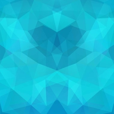 Mavi üçgenlerden oluşan soyut bir arka plan. İş sunumları veya web şablonu afişi için geometrik tasarım. Vektör illüstrasyonu