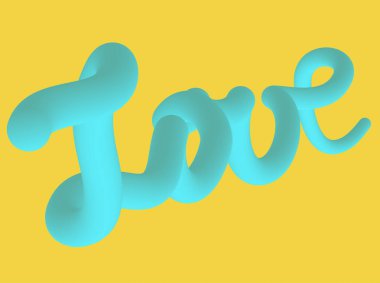 Sarı zemin üzerine mavi aşk. Vektör çizim