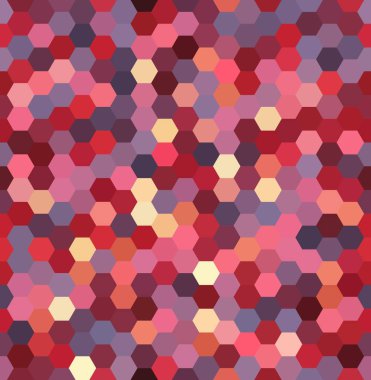 Kırmızı, sarı, mor altıgenler oluşan sorunsuz arka plan. İş sunumları veya web şablonu afiş afiş için geometrik tasarım. Vektör çizim