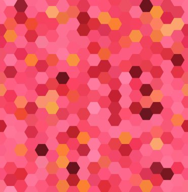 Pembe, kırmızı altıgenler oluşan sorunsuz arka plan. İş sunumları veya web şablonu afiş afiş için geometrik tasarım. Vektör çizim