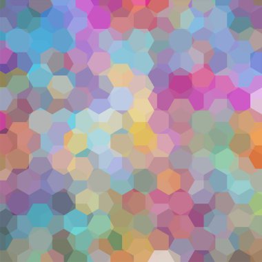 Geometrik desen, pembe, turuncu, mavi, yeşil tonlarda altıgenler ile vektör arka plan. İllüstrasyon model