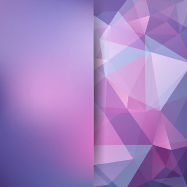 Geometrik desen, pembe, mor tonları arka planda çokgen üçgenler vektör. Cam ile arka plan bulanıklık. İllüstrasyon model