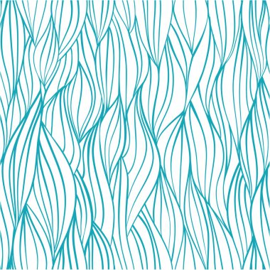 Elle çizilmiş doodle mavi çizgiler ve beyaz arka plan üzerinde dalgalar doku ile seamless modeli. Vektör çizim