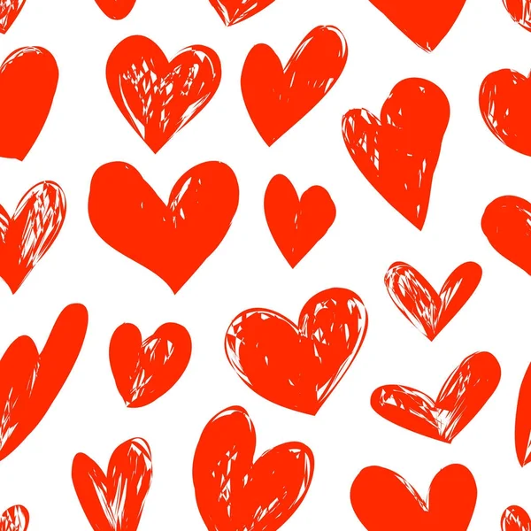 Seamless red pattern with heart, vector illustration — Stock Vector