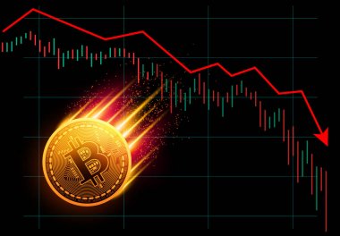 Bitcoin grafik. Mali kavramı. Vektör çizim