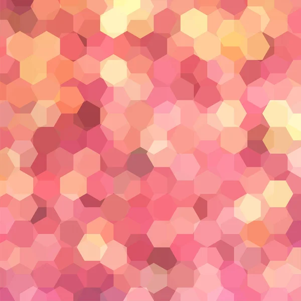 Padrão geométrico, fundo vetorial com hexágonos em tons rosa, laranja, amarelo. Padrão de ilustração — Vetor de Stock