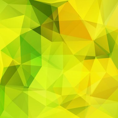 Soyut mozaik arka plan. Üçgen geometrik arkaplan. Tasarım elemanları. Vektör çizimi. Yeşil, sarı renkler.