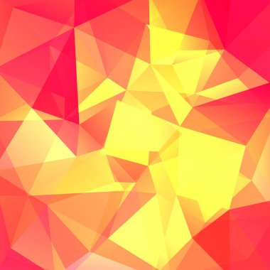 Geometrik desen, çokgen üçgenler sarı, turuncu, kırmızı tonları arka planda vektör. İllüstrasyon model