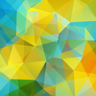 Soyut geometrik tarzı arka plan. Sarı, mavi, yeşil, turuncu renkler. Vektör çizim