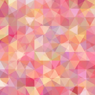 Soyut mozaik arka plan. Üçgen geometrik arka plan. Tasarım öğeleri. Vektör çizim. Pembe, turuncu renkler.