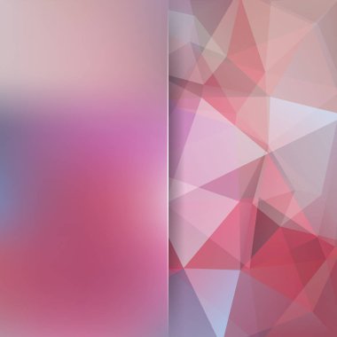 Geometrik desen, pembe, mavi, gri tonları arka planda çokgen üçgenler vektör. Cam ile arka plan bulanıklık. İllüstrasyon model