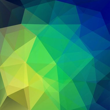 Geometrik desen, çokgen üçgenler yeşil ve mavi tonları arka planda vektör. İllüstrasyon model