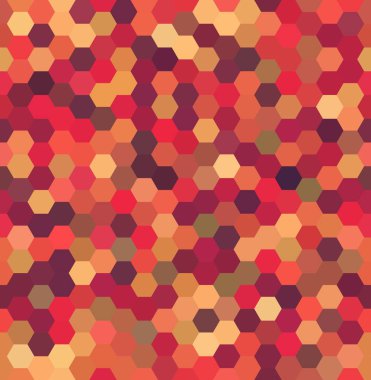 Turuncu, kırmızı, bej altıgenler ile vektör arka plan. Kumaş ve kağıt veya dekorasyon üzerine yazdırmak için kullanılan.