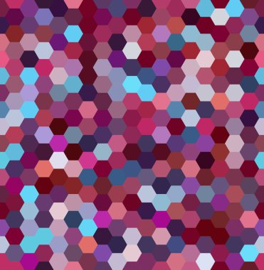 Arka plan Mor, kahverengi, mavi altıgenler yaptı. Sorunsuz arka plan. Geometrik şekiller ile kare kompozisyon