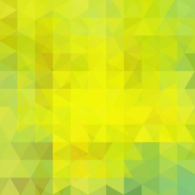 Arka plan sarı, yeşil üçgenler oluşan. İş sunumları veya web şablonu afiş afiş için geometrik tasarım. Vektör çizim
