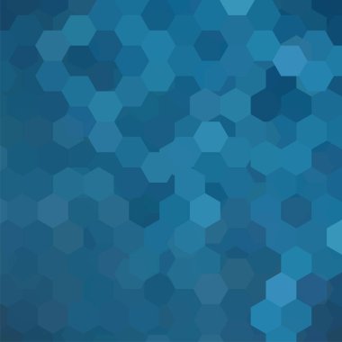 Mavi altıgenli vektör arkaplanı. Kapak tasarımı, kitap tasarımı, web sitesi arka planında kullanılabilir. Vektör illüstrasyonu