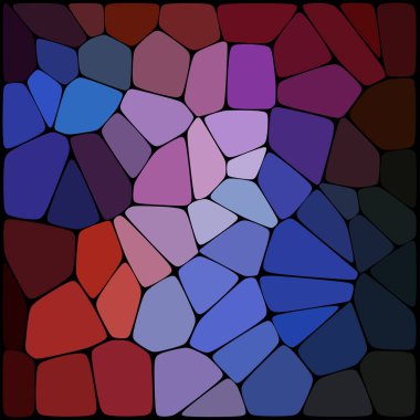 Arka plan siyah çizgiler farklı boyutlarda yuvarlak kenarlı ve kırmızı, mavi, mor geometrik şekiller ile oluşan. Vektör çizim.