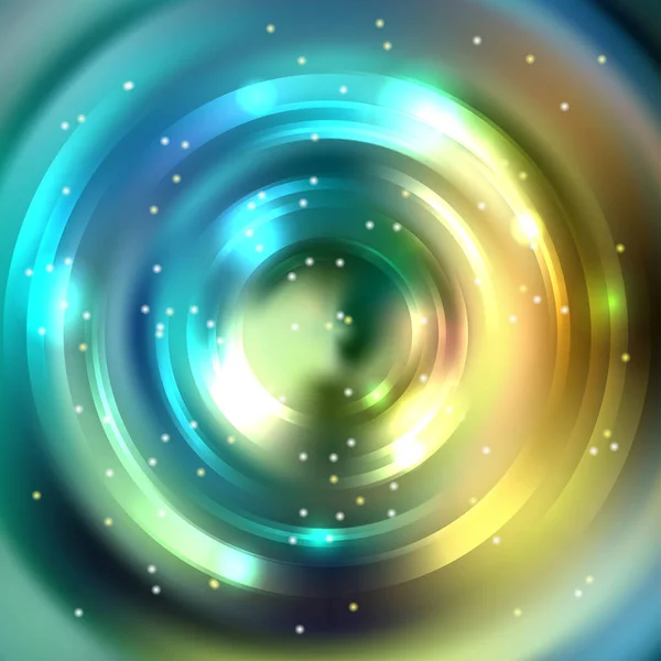 Cadre rond vectoriel. Bannière de cercle brillant. Conception vectorielle. Spirale brillante. Vert, jaune, bleu . — Image vectorielle
