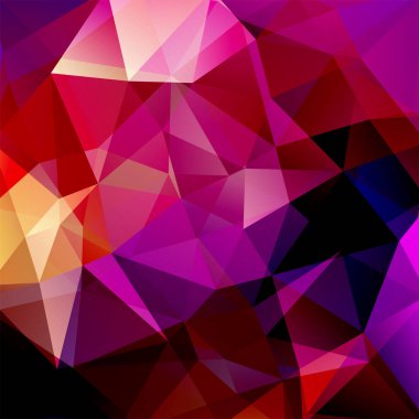 Arka plan kırmızı, mor üçgenler yaptı. Geometrik şekiller ile kare kompozisyon. EPS 10