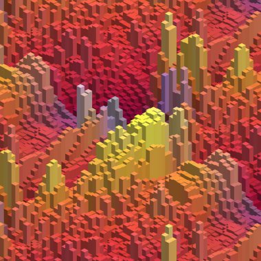 Bir arka plan için soyut bir desen küpleri. Kırmızı, sarı, turuncu renkler.