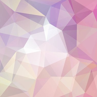 Soyut mozaik arka plan. Üçgen geometrik arka plan. Tasarım öğeleri. Vektör çizim. Pastel pembe, beyaz renkler.