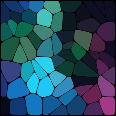 Geometrik öğeleri bir siyah arka plan üzerine düzenlenmiş oluşan geometrik çok renkli arka plan. Vektör çizim. Mor, mavi, siyah yeşil renkleri.