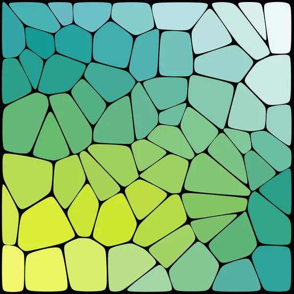 Abstrakcja geometryczna wielokolorowym tle składający się z elementów geometrycznych ułożonych na czarnym tle. Ilustracja wektorowa. Kolory zielony niebieski, żółty, biały. — Wektor stockowy