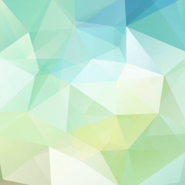 Arka plan beyaz, mavi, yeşil üçgen yaptı. Geometrik şekiller ile kare kompozisyon. EPS 10