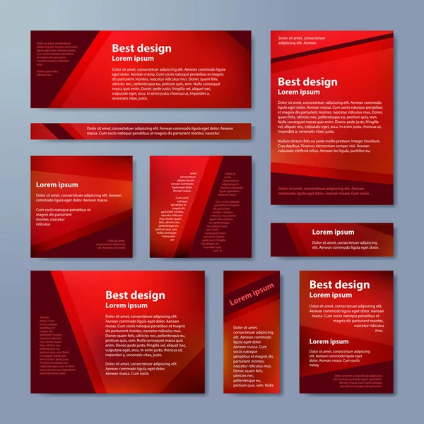 Unternehmensbanner. Sammlung Banner Design, roter Hintergrund, Vektorillustration. — Stockvektor