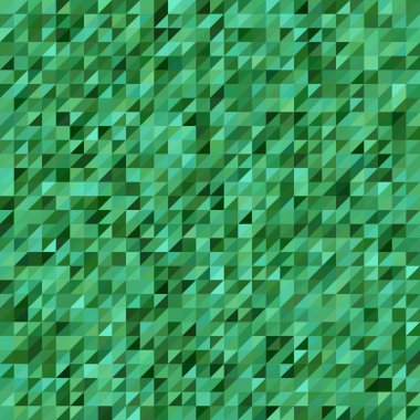 Yeşil üçgenlerden oluşan soyut bir arka plan. İş sunumları veya web şablonu afişi için geometrik tasarım. Görüntü düzeni.