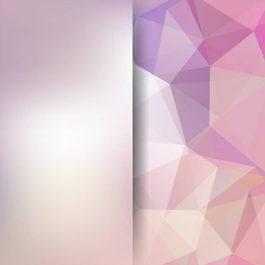 Geometrik desen, çokgen üçgenler arka plan beyaz, pembe tonlarda vektör. Cam ile arka plan bulanıklık. İllüstrasyon model