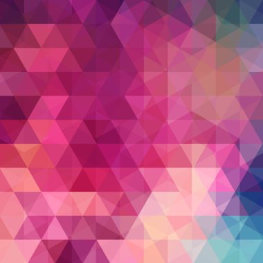 Pembe, turuncu üçgenler yapılmış arka plan. Geometrik şekiller ile kare kompozisyon. EPS 10