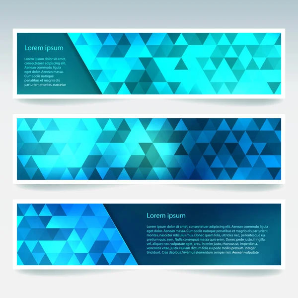 Reihe von Banner-Vorlagen mit blauem abstrakten Hintergrund. moderne Vektorbanner mit polygonalem Hintergrund — Stockvektor