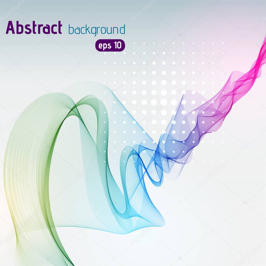 Abstract background with colorful wave lines, vector illustration.