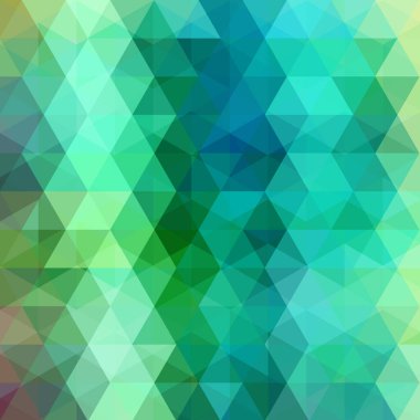 Yeşil, mavi üçgenli soyut vektör arkaplanı. Geometrik vektör çizimi. Yaratıcı tasarım şablonu.